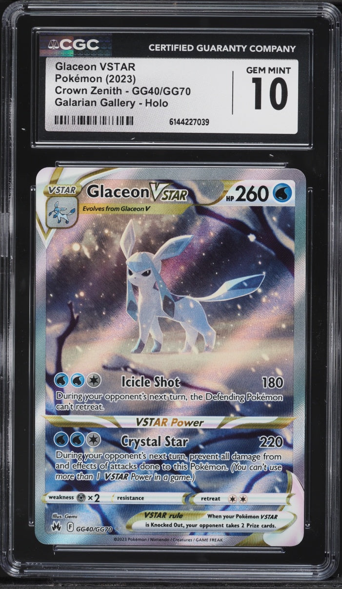2023 Pokemon Crown Zenith Alt Art Glaceon VSTAR #GG40 CGC 10