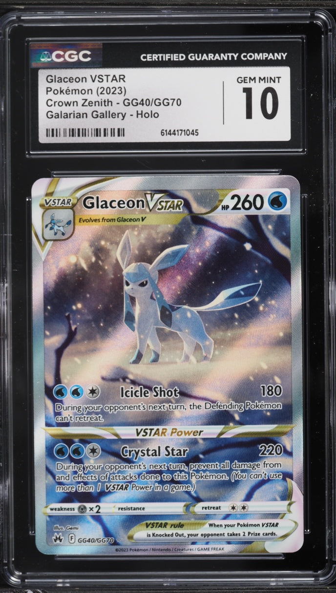 2023 Pokemon Crown Zenith Alt Art Glaceon VSTAR #GG40 CGC 10