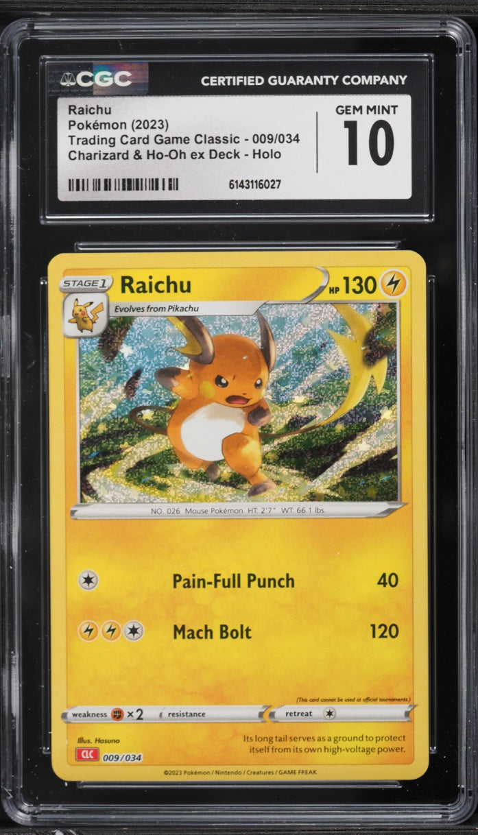 2023 Pokemon TCG Classic Collection Holo Raichu #009 CGC 10