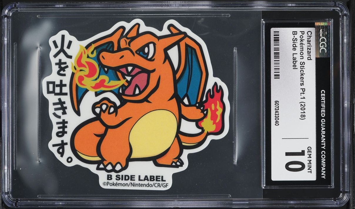 2018 Pokemon Japanese Stickers Pt.1 B-Side Label Charizard CGC 10 GEM MINT