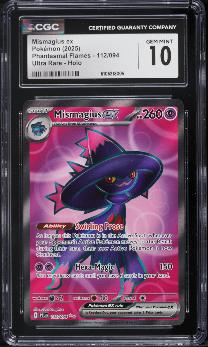 2025 Pokemon Mega Phantasmal Flames Full Art Mismagius EX #112 CGC 10