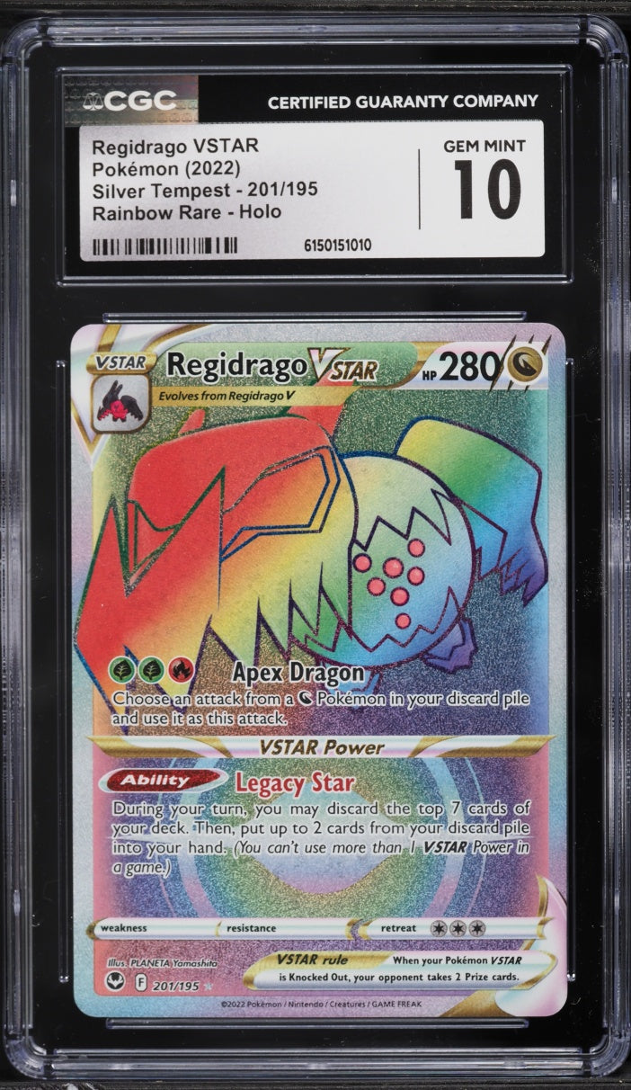 2022 Pokemon Silver Tempest Rainbow Rare Regidrago VSTAR #201 CGC 10