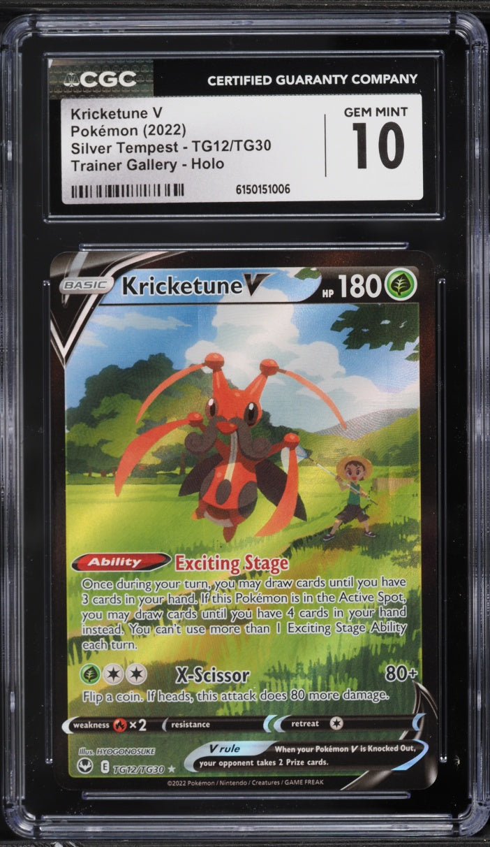 2022 Pokemon Silver Tempest Trainer Gallery Kricketune V #TG12 CGC 10
