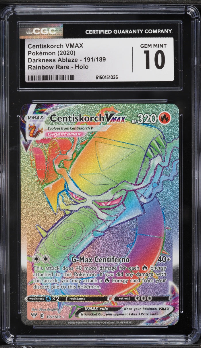 2020 Pokemon Darkness Ablaze Rainbow Rare Centiskorch VMAX #191 CGC 10
