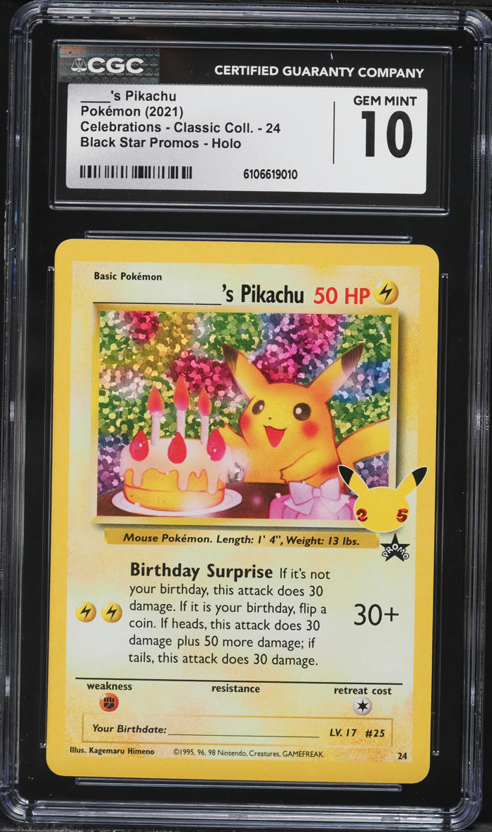 2021 Pokemon Celebrations Birthday Pikachu #24 CGC 10