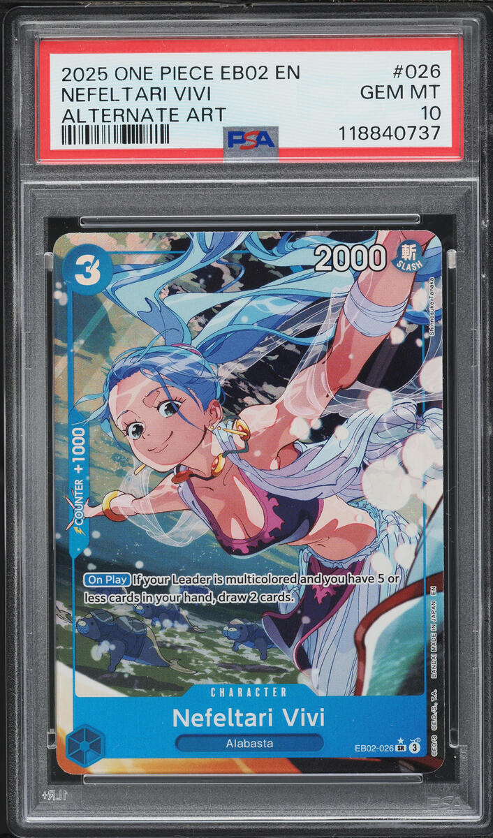 2025 One Piece Extra Booster 25th Collection Alt Art Nefeltari Vivi #26 PSA 10