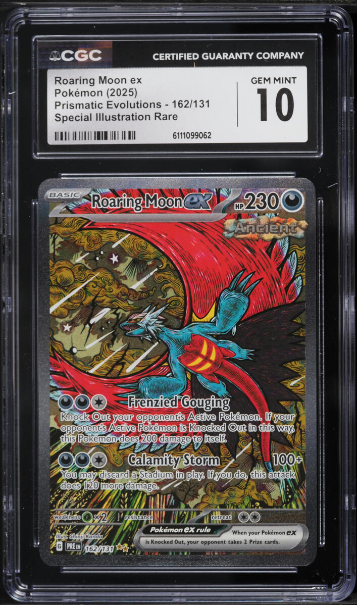 2025 Pokemon Prismatic Evolutions SIR Roaring Moon Ex #162 CGC 10