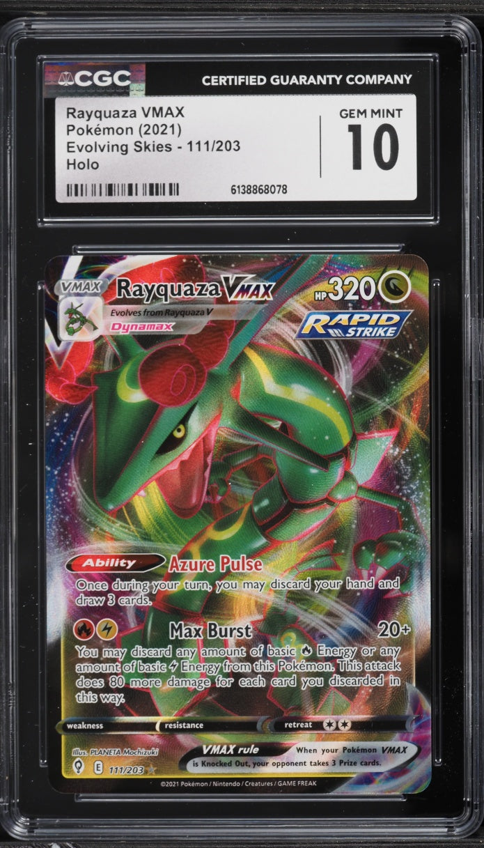 2021 Pokemon Evolving Skies Rayquaza VMAX #111 CGC 10