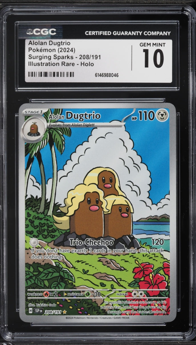 2024 Pokemon Surging Alolan Dugtrio #208 CGC 10
