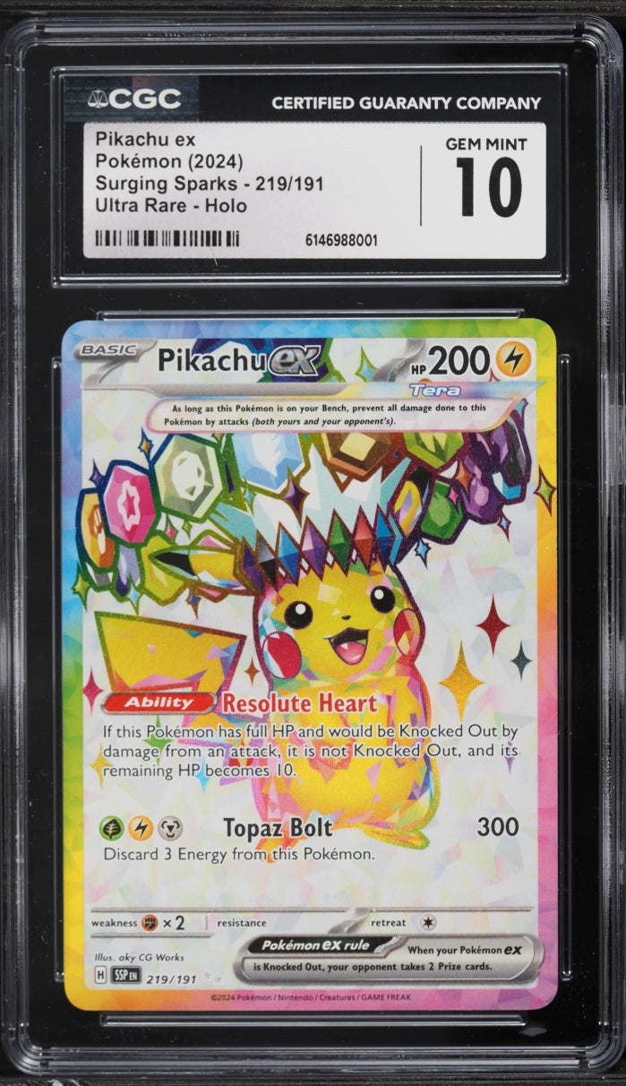 2024 Pokemon Surging Sparks Pikachu Ex #219 CGC 10