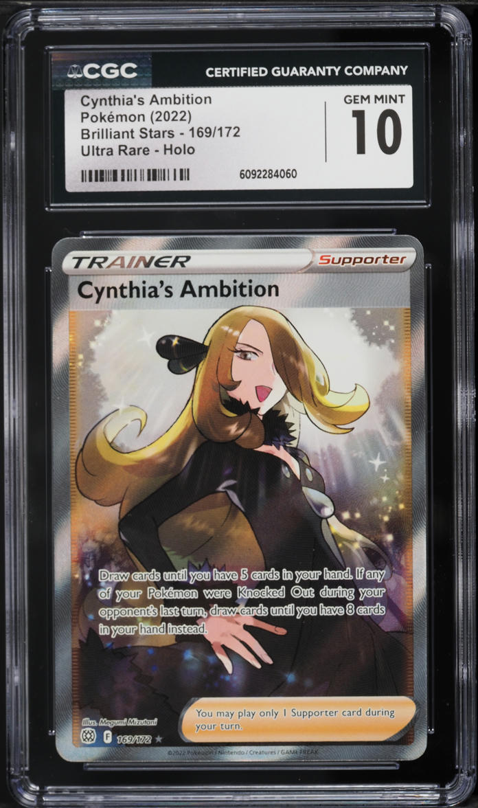 2022 Pokemon Brilliant Stars Full Art Cynthia's Ambition #169 CGC 10