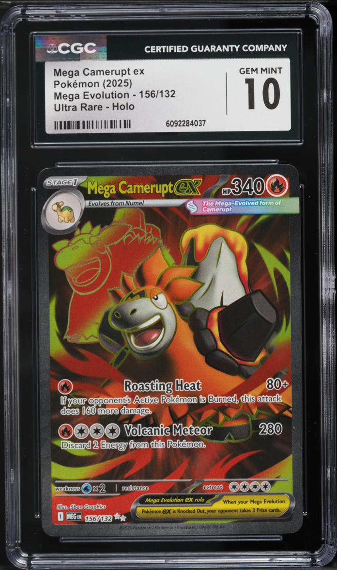 2025 Pokemon Mega Evolution Full Art Mega Camerupt ex #156 CGC 10