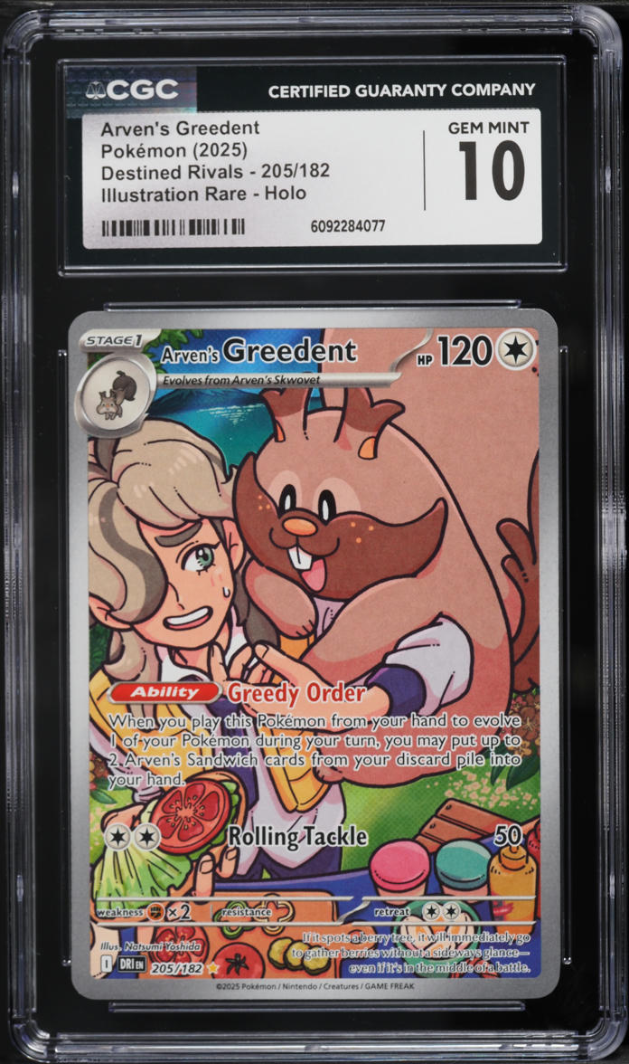2025 Pokemon Destined Rivals IR Arven's Greedent #205 CGC 10