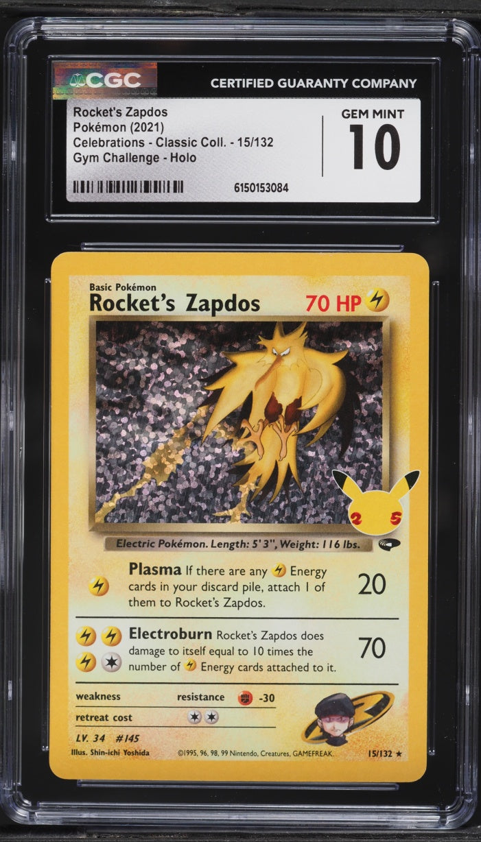 2021 Pokemon Celebrations Holo Rocket's Zapdos #15 CGC 10
