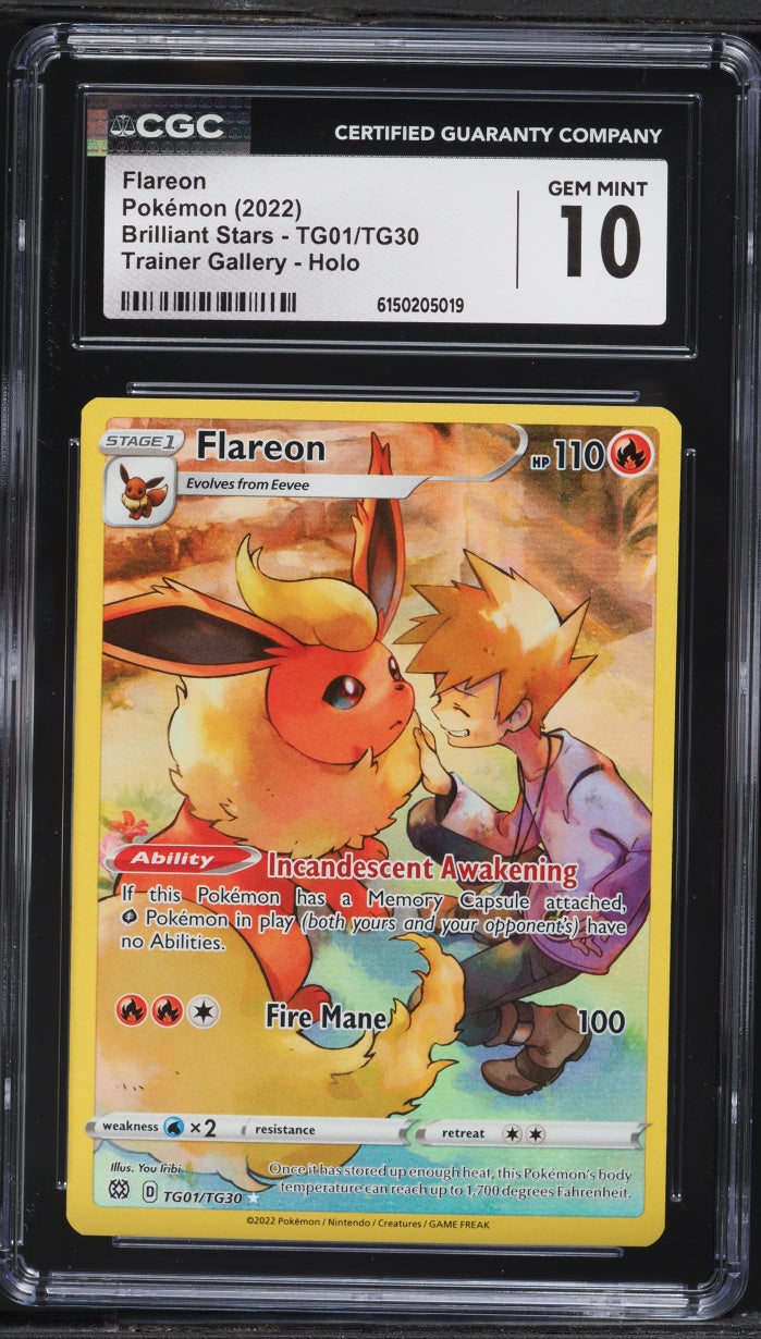 2022 Pokemon Brilliant Stars Flareon #TG01 CGC 10