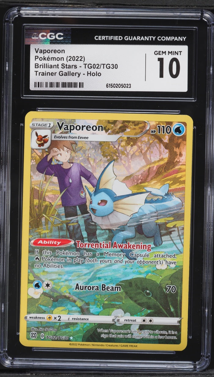 2022 Pokemon Brilliant Stars Vaporeon #TG02 CGC 10