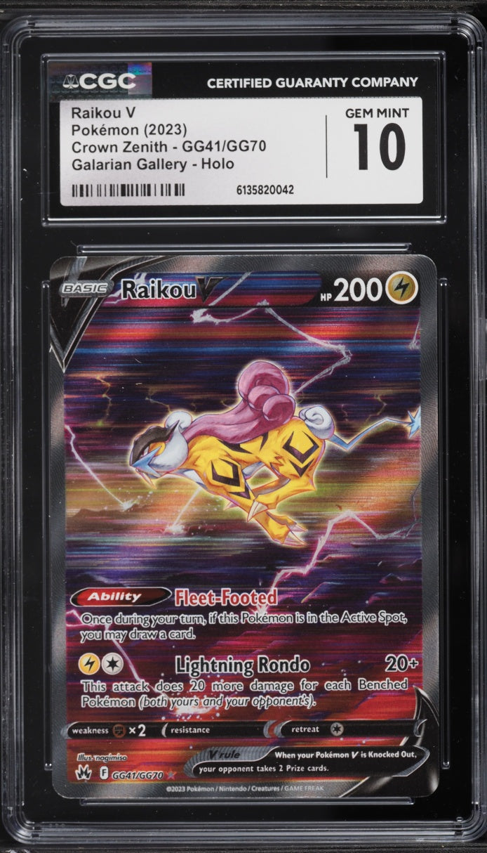 2023 Pokemon Crown Zenith Alt Art Raikou V #GG41 CGC 10