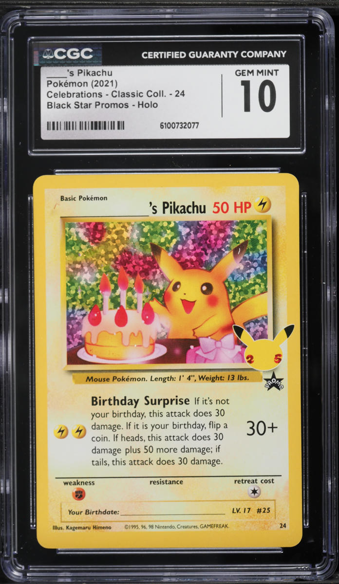 2021 Pokemon Celebrations Birthday Pikachu #24 CGC 10