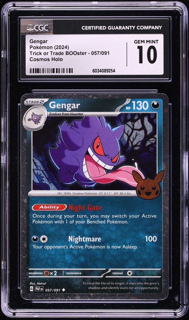 2024 Pokemon SV Paldean Fates Trick Or Trade Holo Gengar #57 CGC 10 GEM MINT