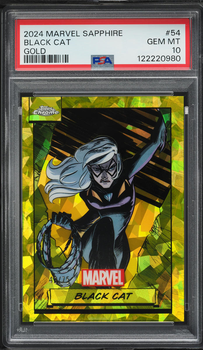 2024 Topps Chrome Marvel Sapphire Gold Black Cat /75 #54 PSA 10 GEM MINT