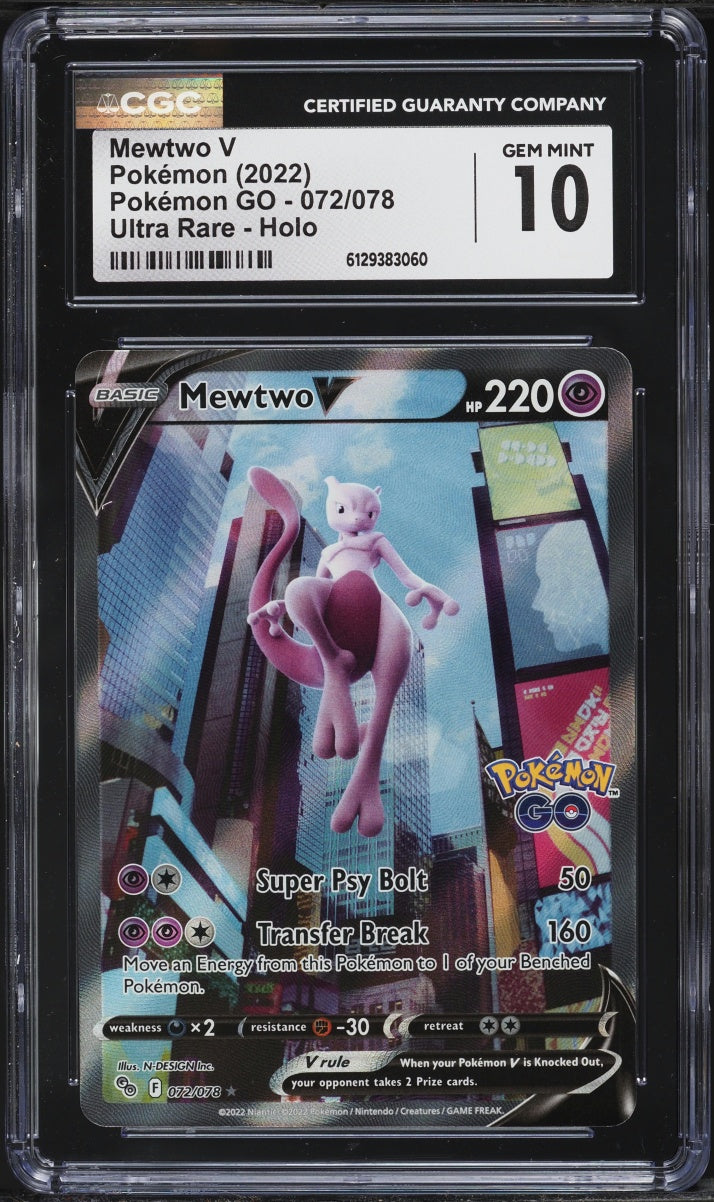 2022 Pokemon GO Alt Art Mewtwo V #72 CGC 10