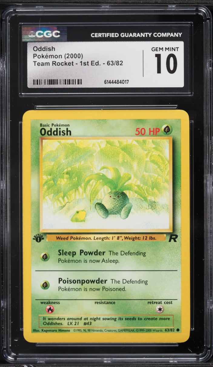 2000 Pokemon Team Rocket 1st Edition Oddish #63 CGC 10