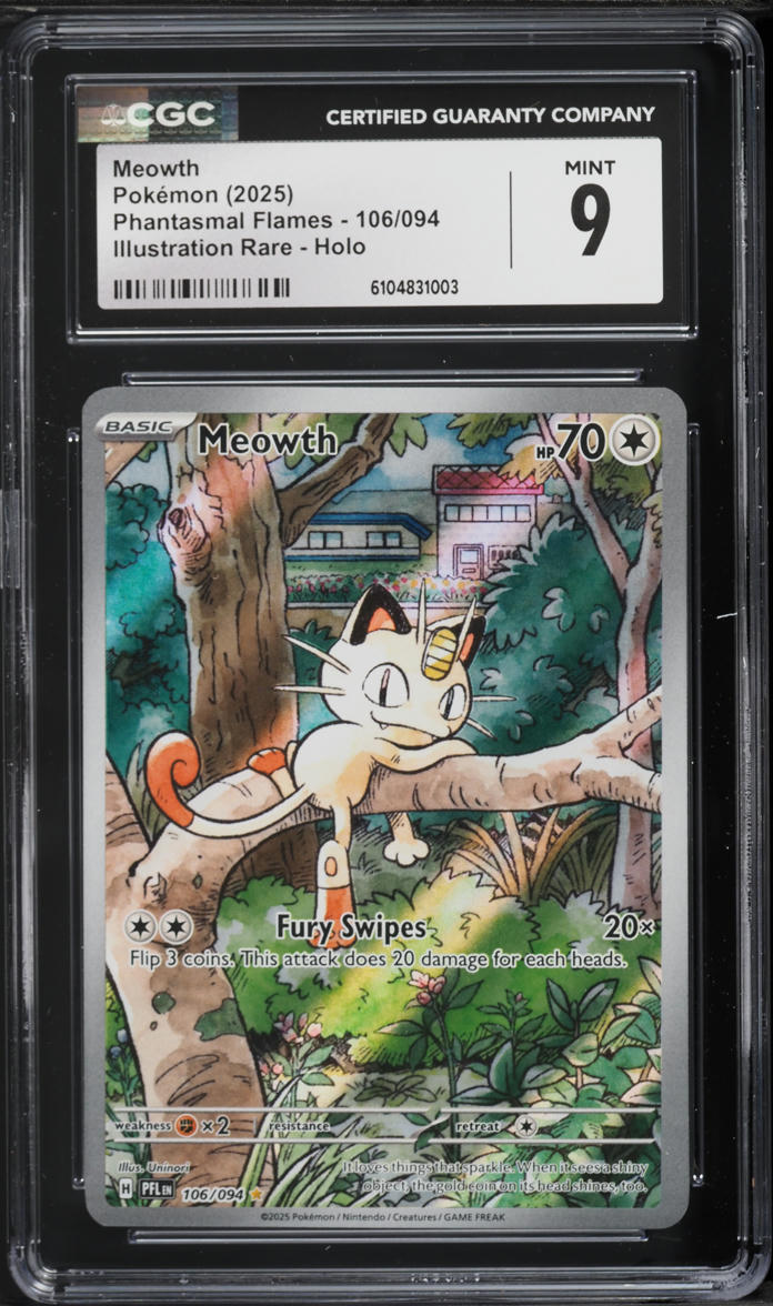 2025 Pokemon Mega Phantasmal Flames Meowth #106 CGC 9