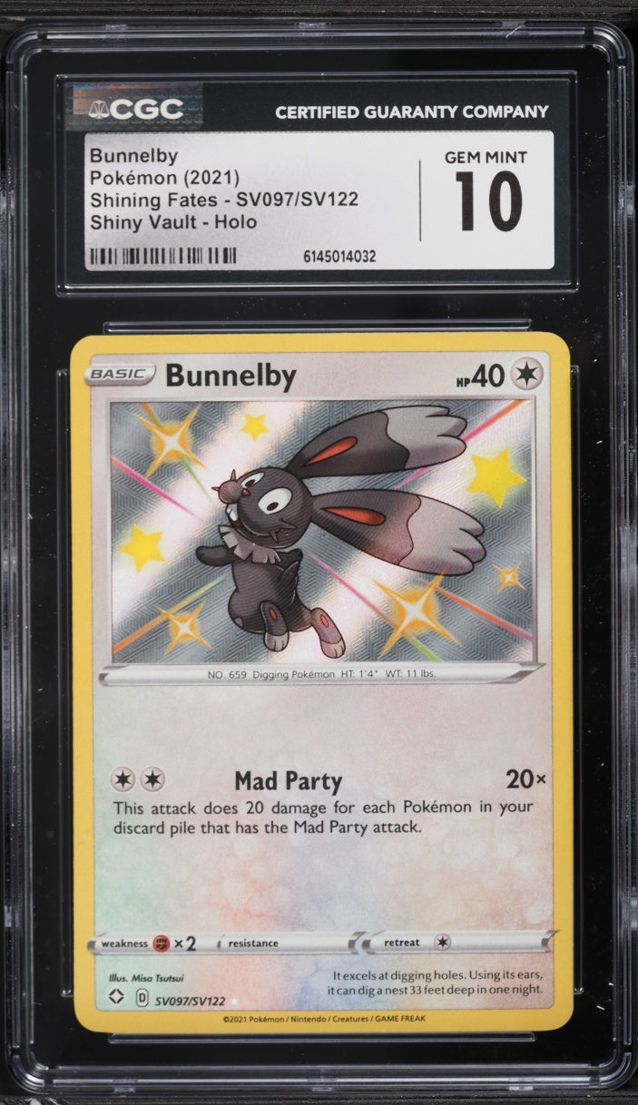 2021 Pokemon Shining Fates Shiny Bunnelby #SV097 CGC 10