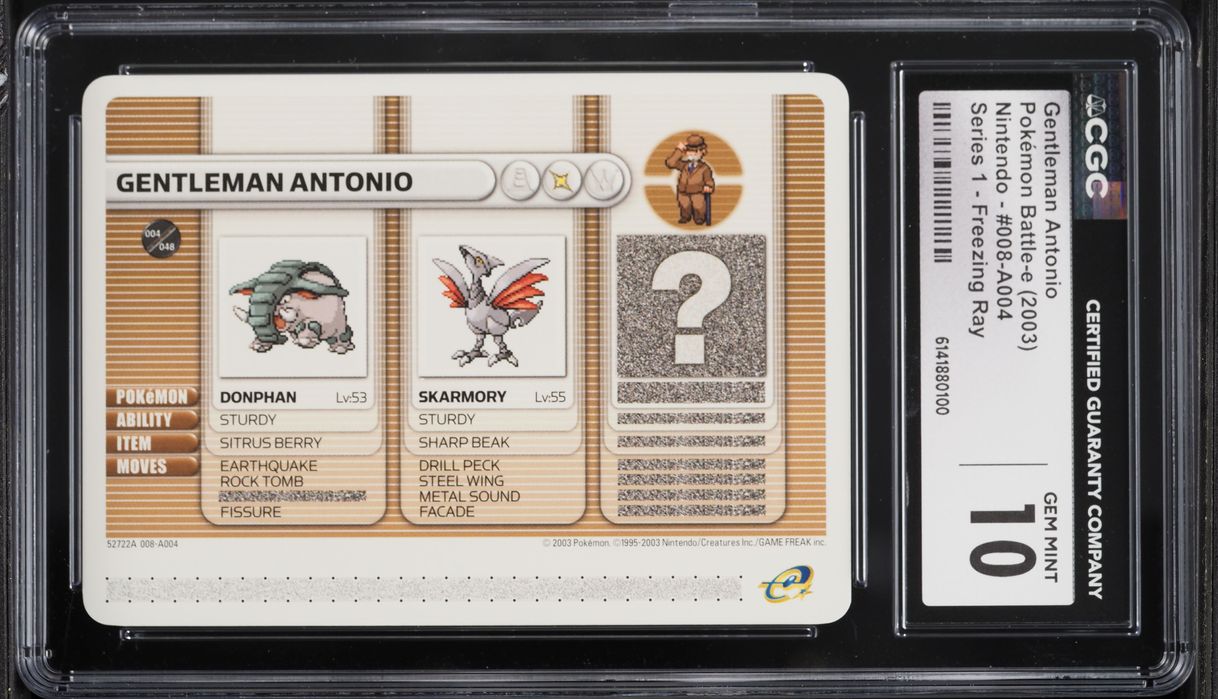 2003 Pokemon Battle-e Freezing Ray Gentleman Antonio #008-A004 CGC 10