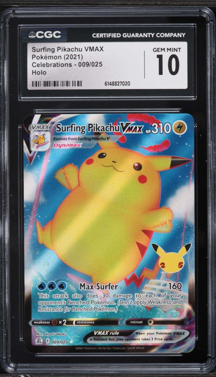 2021 Pokemon Celebrations Surfing Pikachu VMAX #009 CGC 10