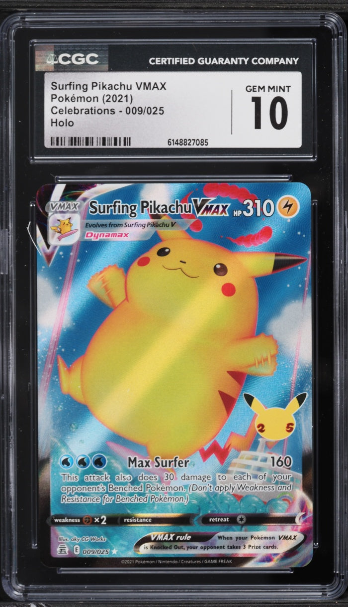 2021 Pokemon Celebrations Surfing Pikachu VMAX #009 CGC 10