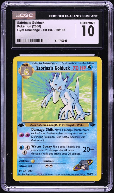 2000 Pokemon Gym Challenge 1st Edition Sabrina's Golduck #30 CGC 10 GEM MINT