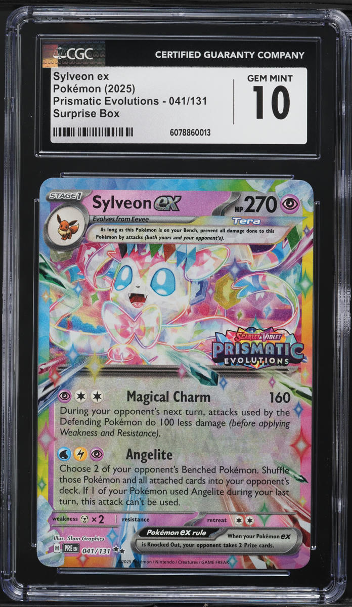 2025 Pokemon SV Prismatic Evolutions Surprise Box Sylveon ex #41 CGC 10 GEM MINT