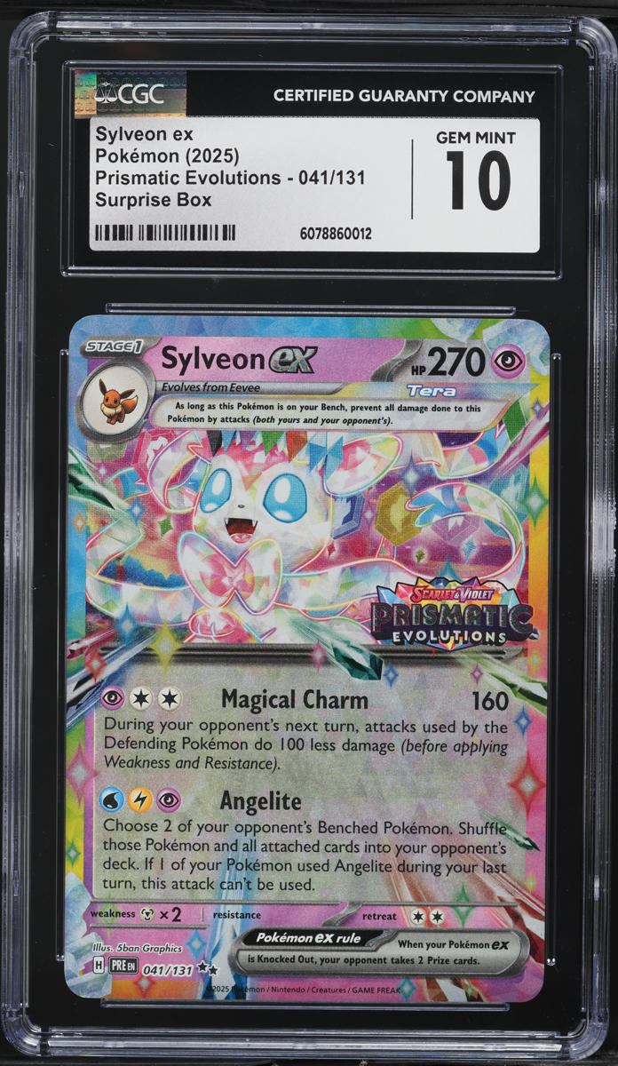 2025 Pokemon SV Prismatic Evolutions Surprise Box Sylveon ex #41 CGC 10 GEM MINT