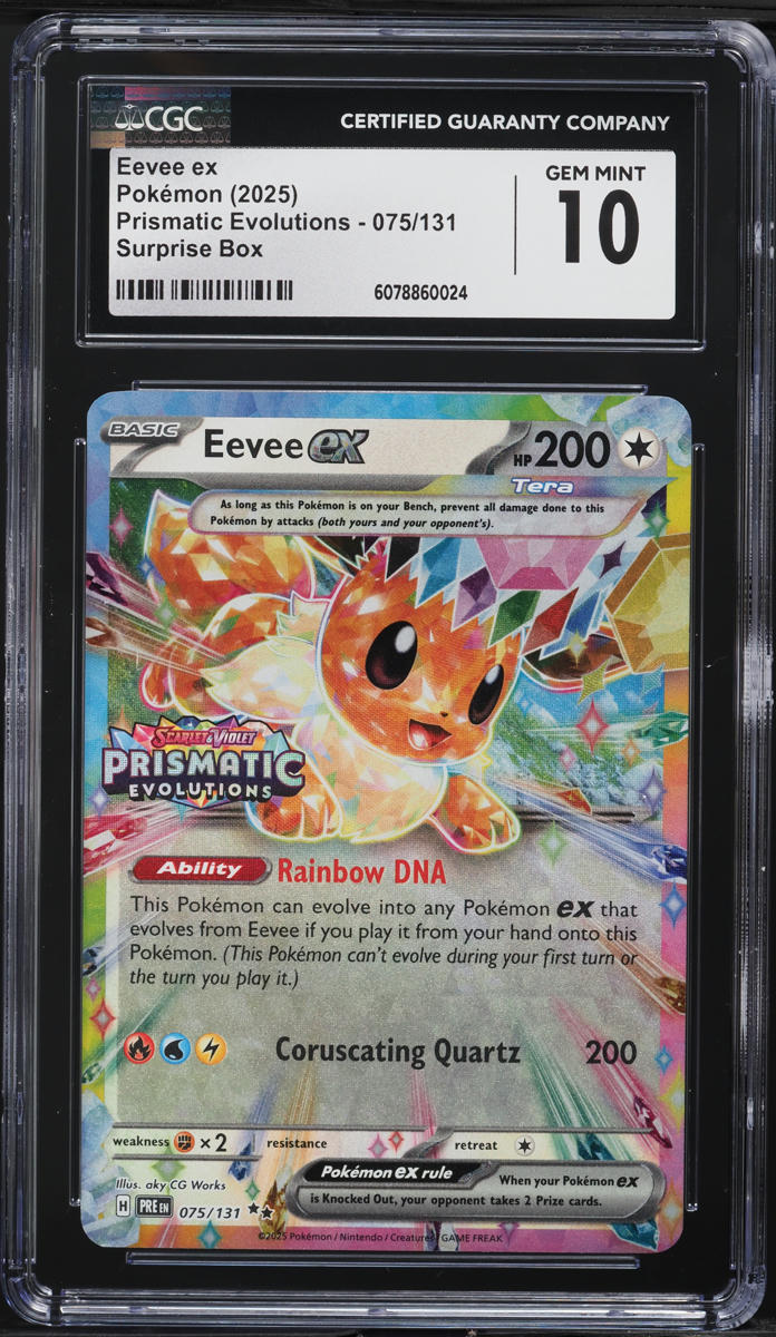 2025 Pokemon SV Prismatic Evolutions Surprise Box Eevee ex #75 CGC 10 GEM MINT