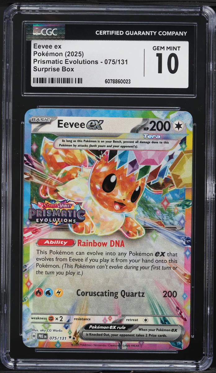 2025 Pokemon SV Prismatic Evolutions Surprise Box Eevee ex #75 CGC 10 GEM MINT