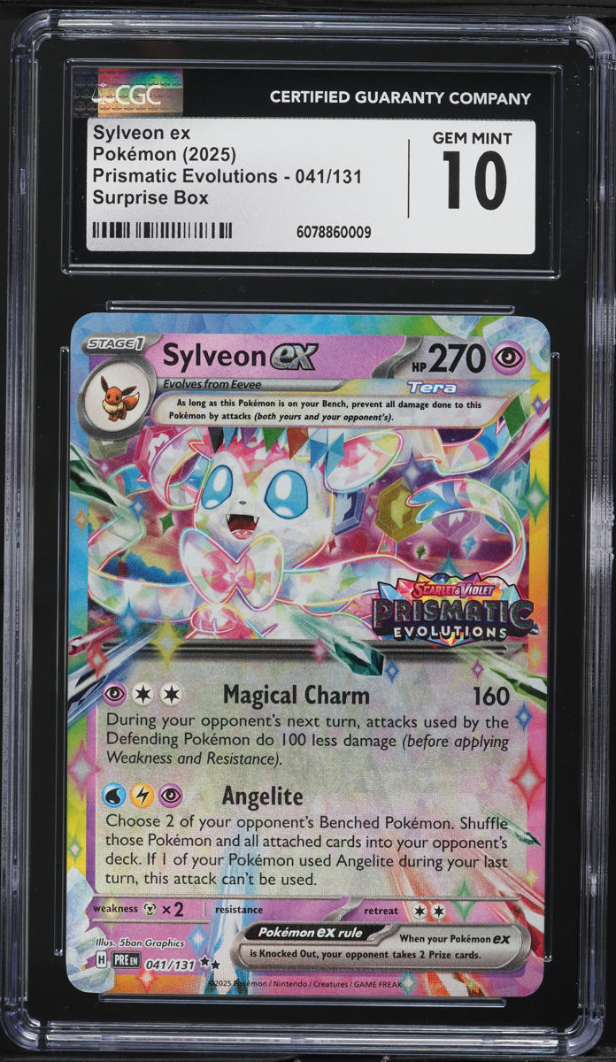 2025 Pokemon SV Prismatic Evolutions Surprise Box Sylveon ex #41 CGC 10 GEM MINT