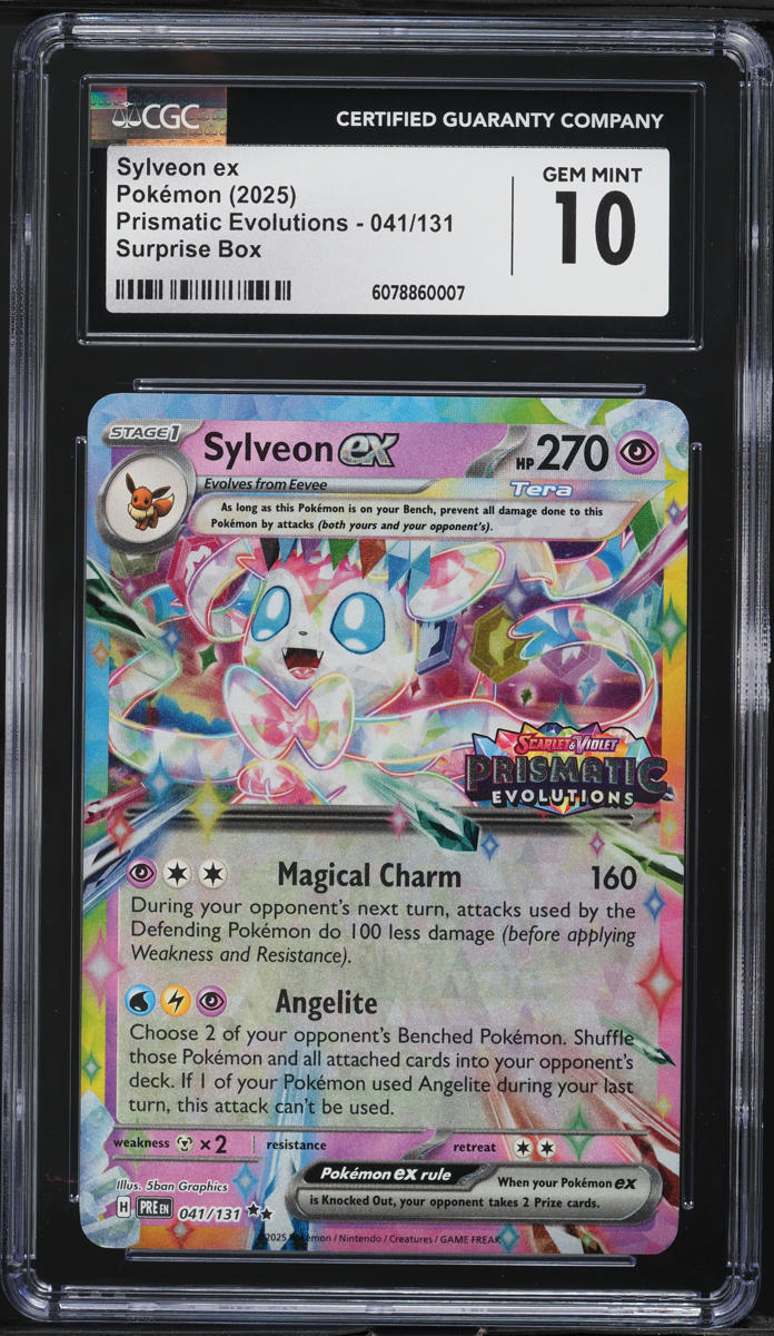2025 Pokemon SV Prismatic Evolutions Surprise Box Sylveon ex #41 CGC 10 GEM MINT