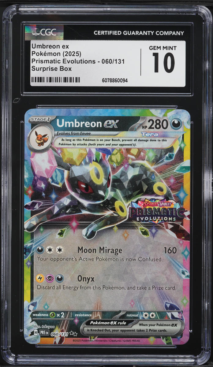 2025 Pokemon SV Prismatic Evolutions Surprise Box Umbreon ex #60 CGC 10 GEM MINT