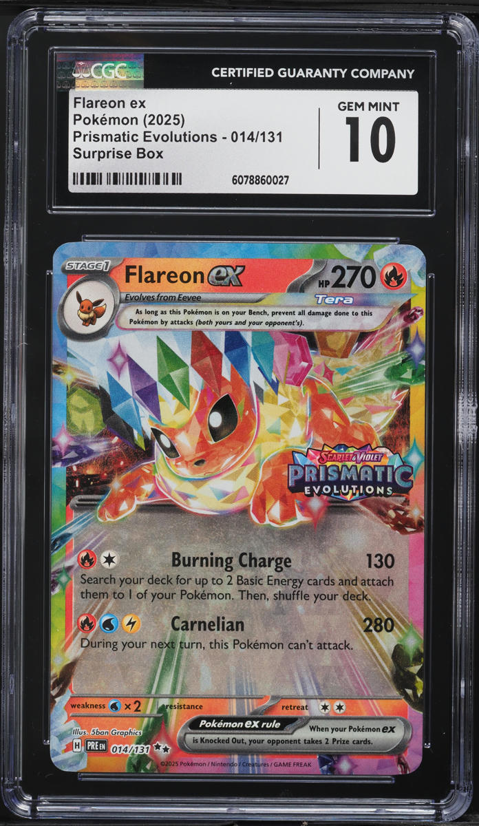 2025 Pokemon SV Prismatic Evolutions Surprise Box Flareon ex #14 CGC 10 GEM MINT