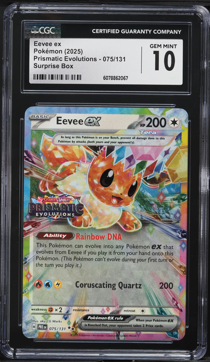 2025 Pokemon SV Prismatic Evolutions Surprise Box Eevee ex #75 CGC 10 GEM MINT