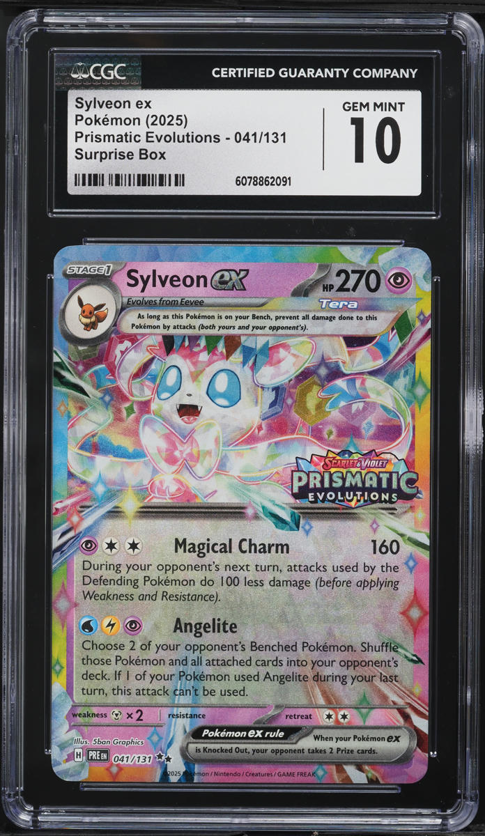 2025 Pokemon SV Prismatic Evolutions Surprise Box Sylveon ex #41 CGC 10 GEM MINT