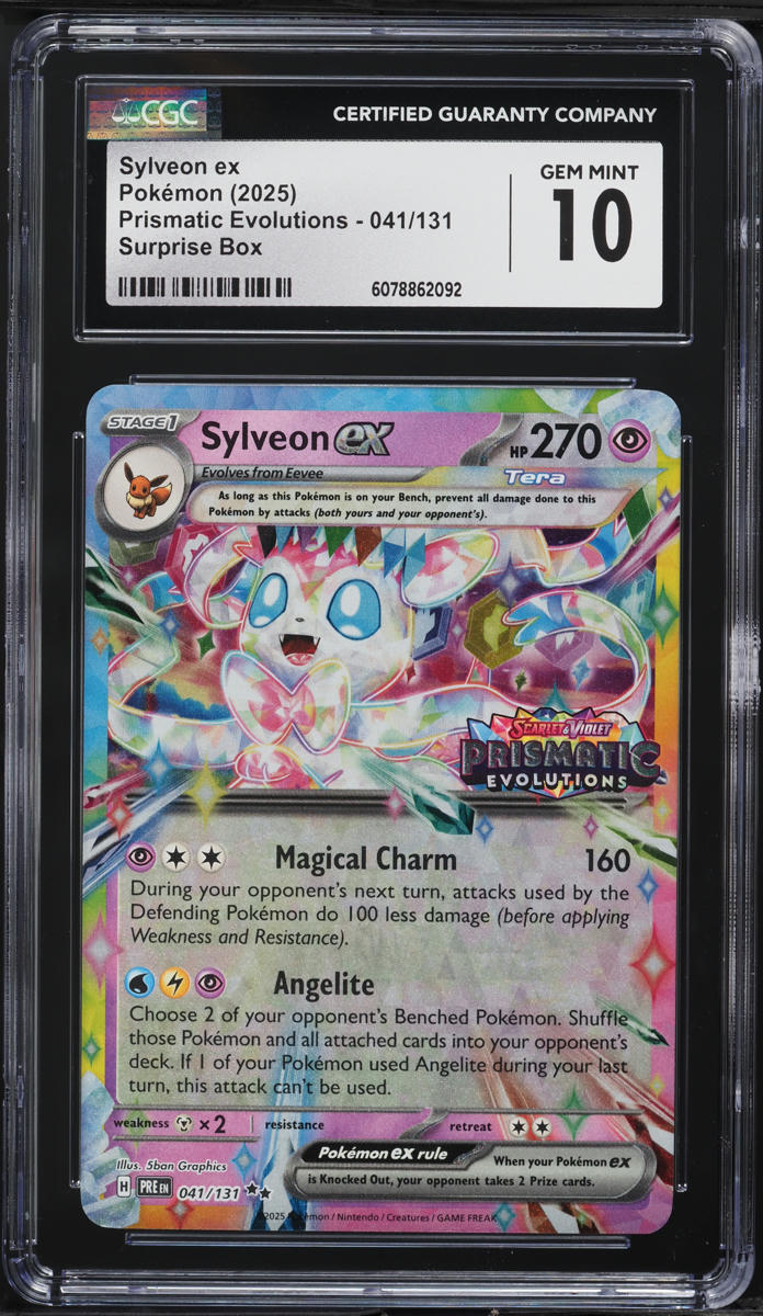 2025 Pokemon SV Prismatic Evolutions Surprise Box Sylveon ex #41 CGC 10 GEM MINT