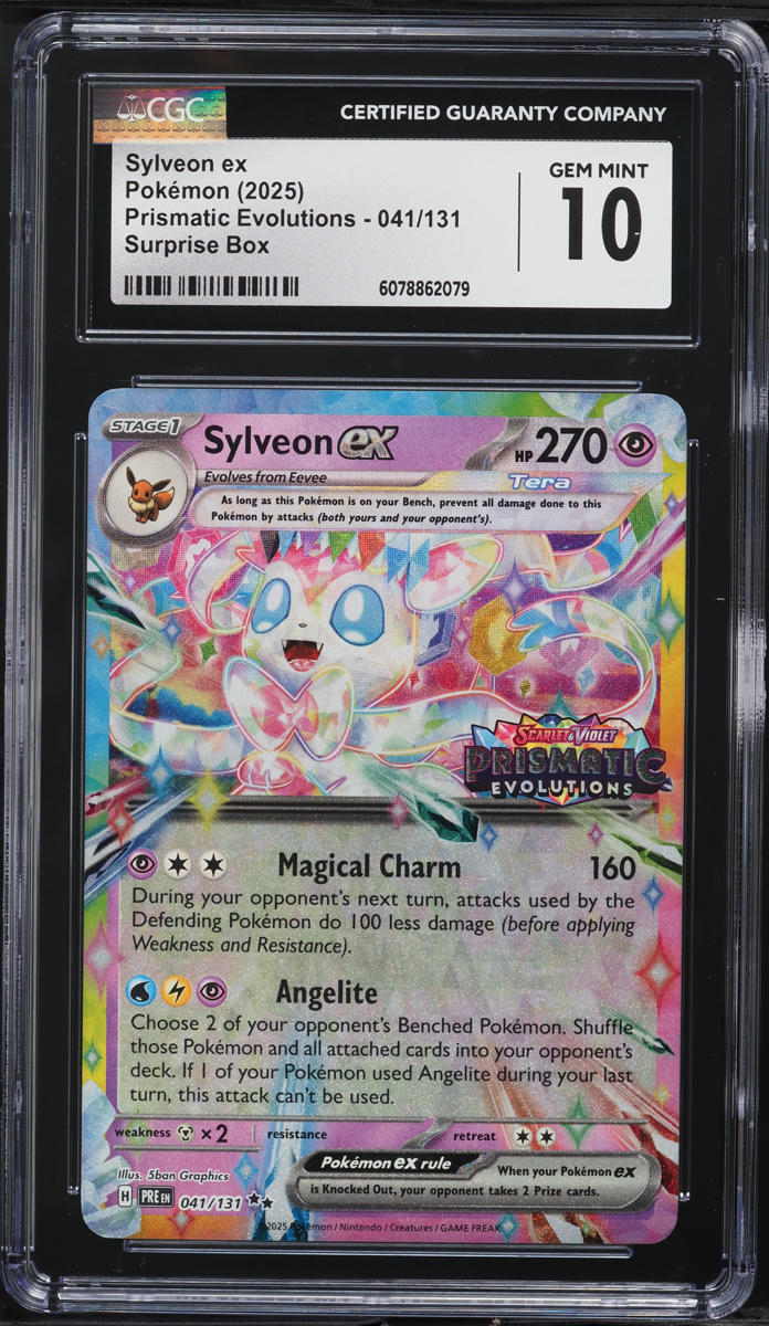 2025 Pokemon SV Prismatic Evolutions Surprise Box Sylveon ex #41 CGC 10 GEM MINT