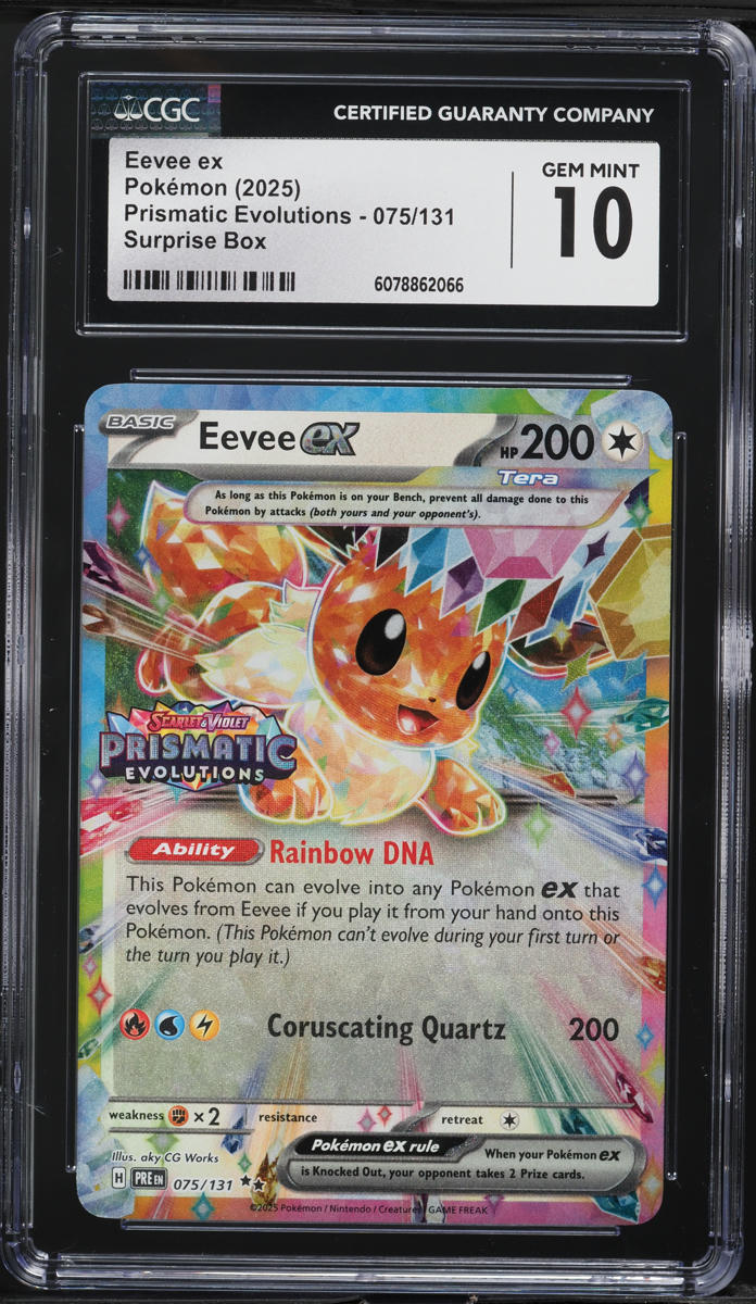 2025 Pokemon SV Prismatic Evolutions Surprise Box Eevee ex #75 CGC 10 GEM MINT