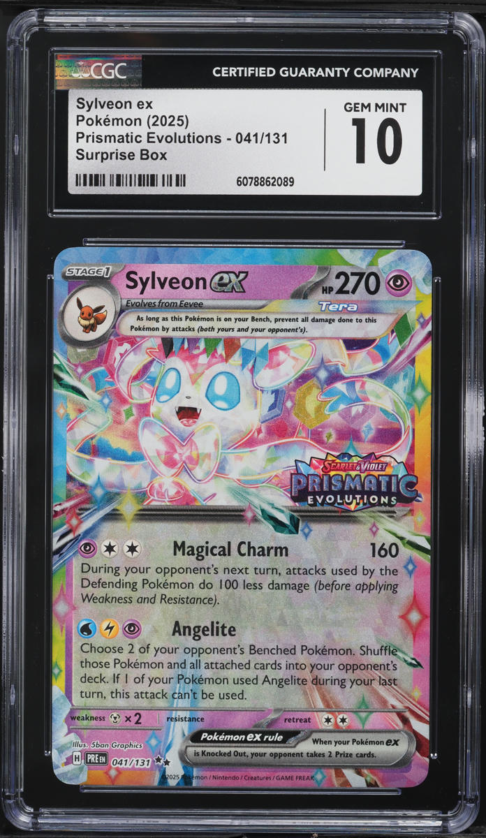 2025 Pokemon SV Prismatic Evolutions Surprise Box Sylveon ex #41 CGC 10 GEM MINT
