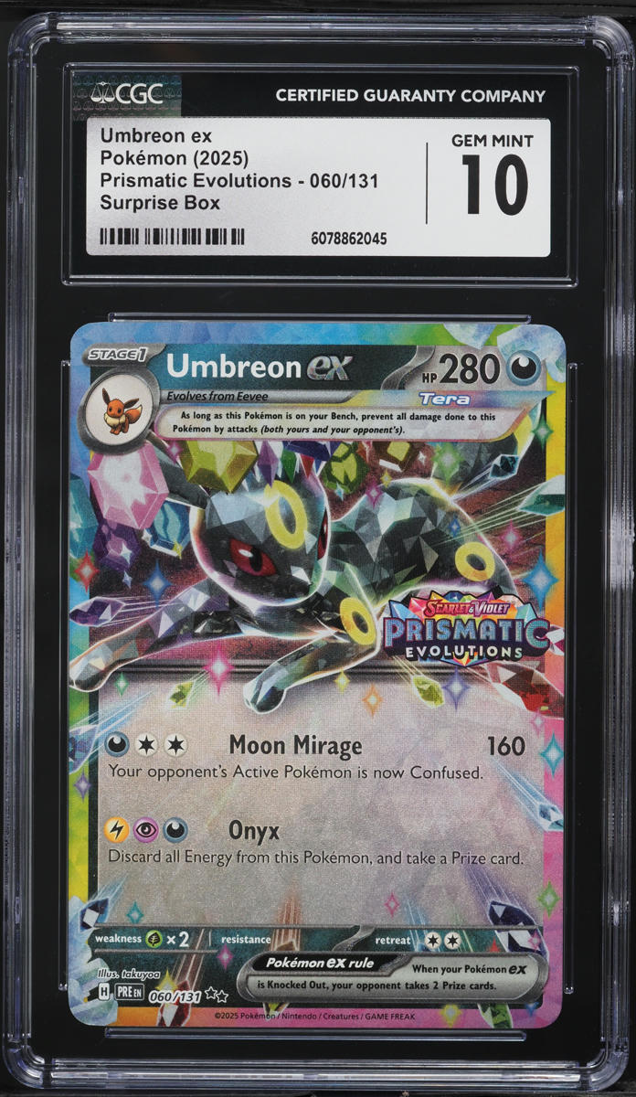2025 Pokemon SV Prismatic Evolutions Surprise Box Umbreon ex #60 CGC 10 GEM MINT