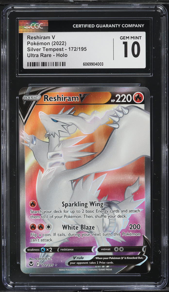 2022 Pokemon Silver Tempest Full Art Reshiram V #172 CGC 10