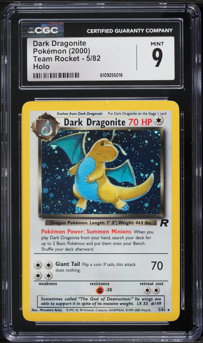 2000 Pokemon Team Rocket Holo Dark Dragonite #5 CGC 9