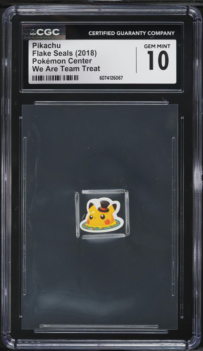 2018 Pokemon Center Flake Seals We Are Team Treat Pikachu CGC 10 GEM MINT